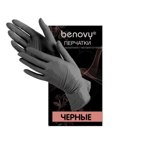 Benovy Перчатки виниловые черные L (пара)