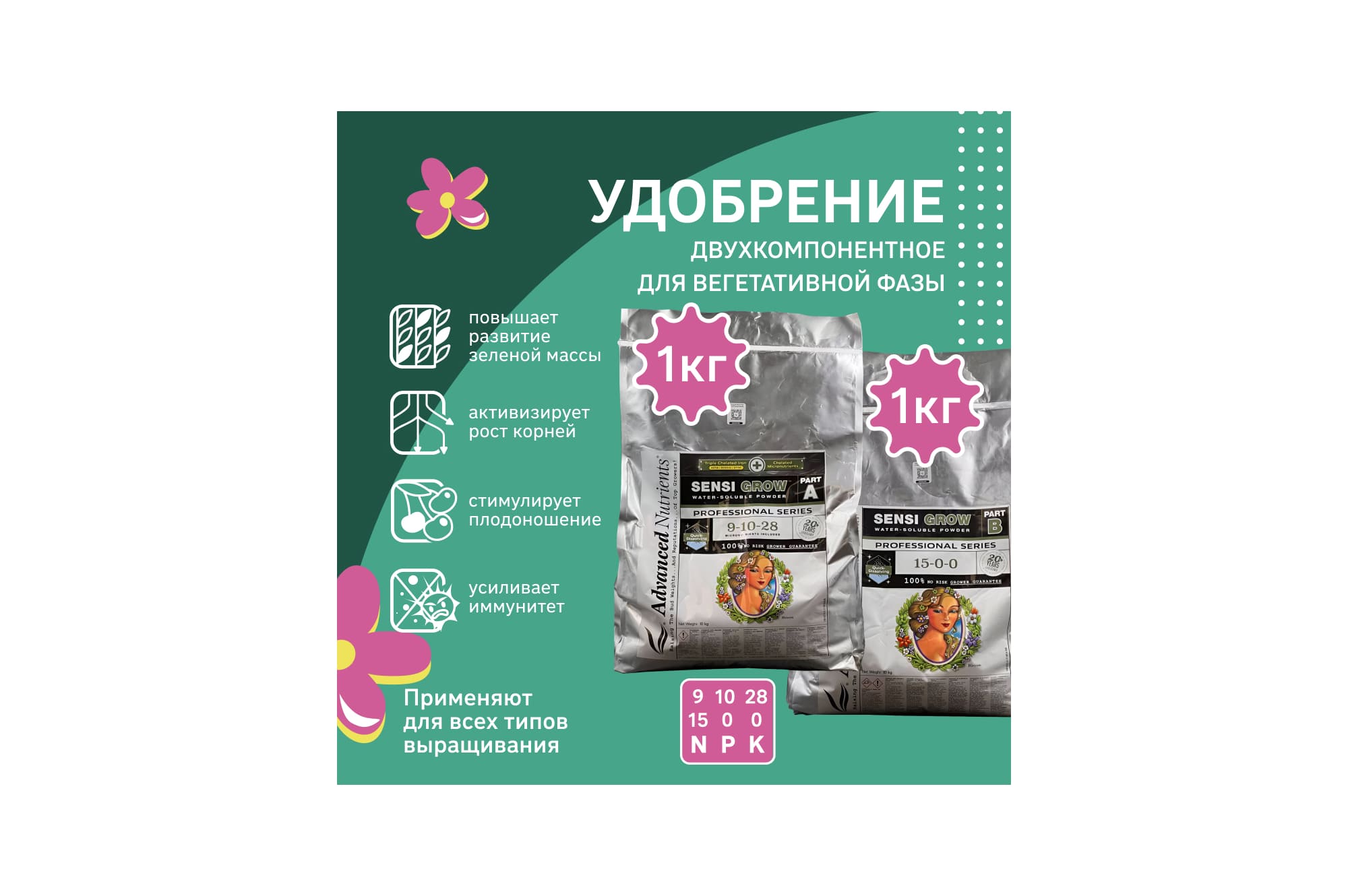 Advanced Nutrients Sensi Grow A+B Water Soluble 1 кг